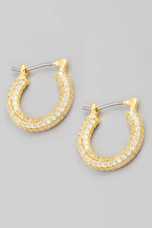 Dainty Rhinestone Hoop Earrings in Gold