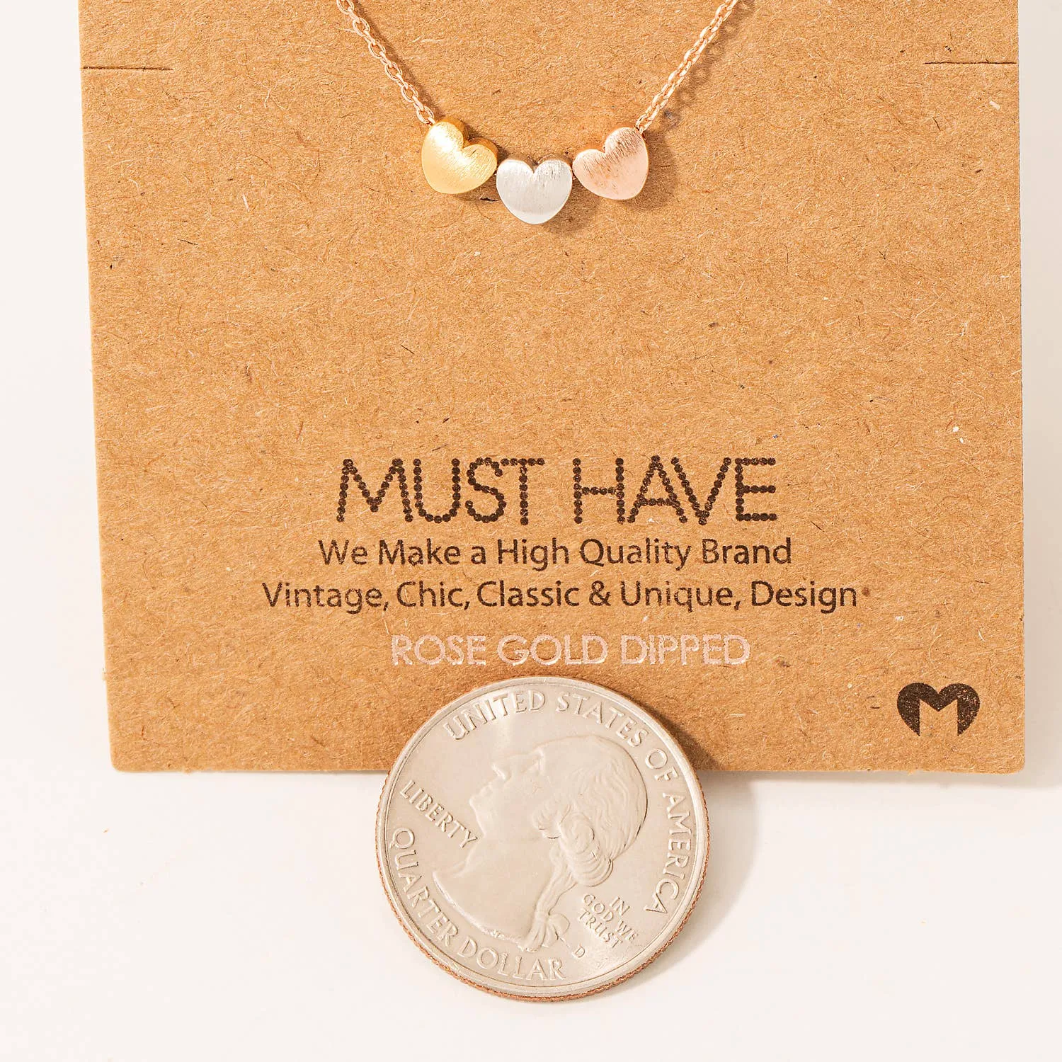 Dainty Three Heart Pendant Necklace