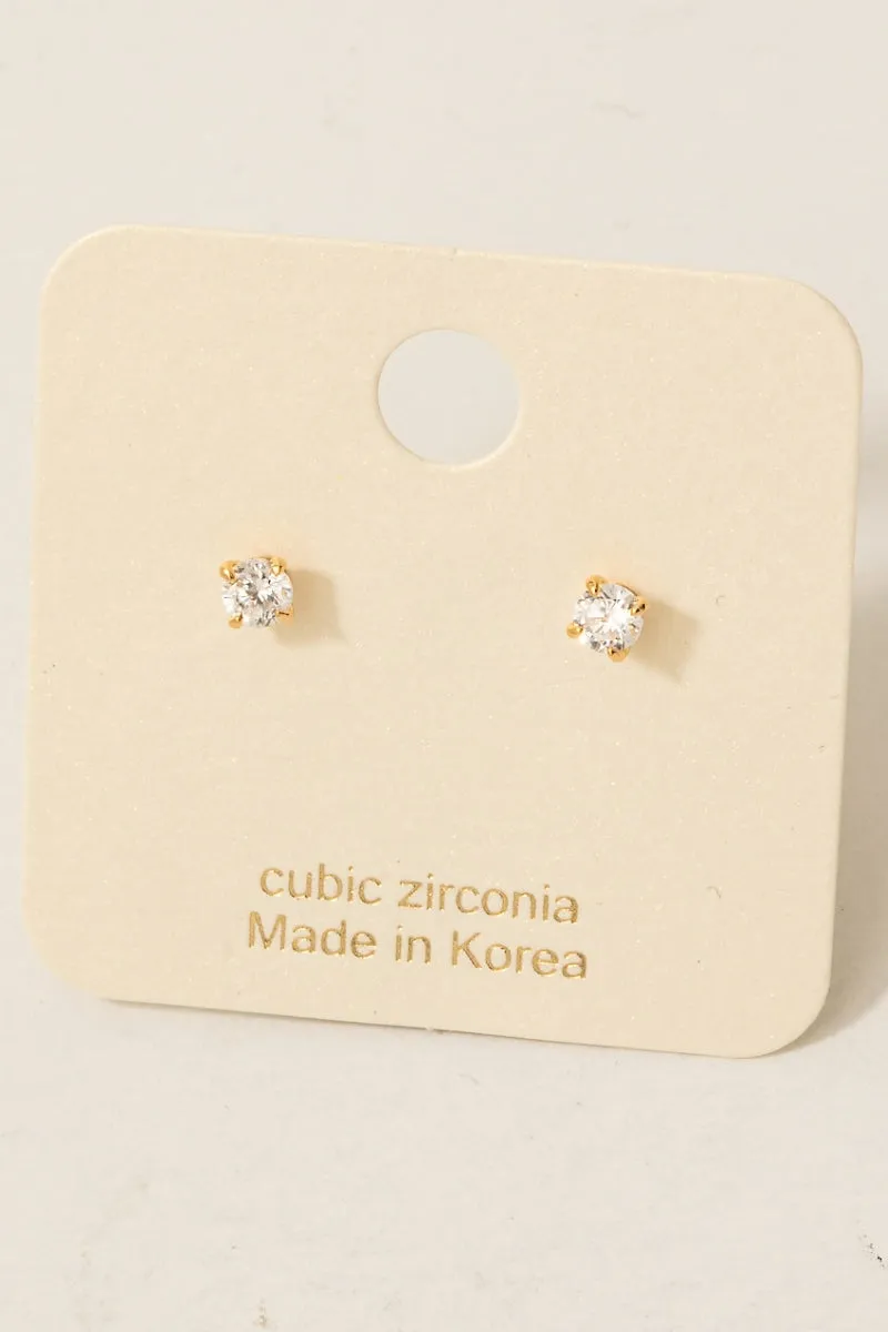 Dainty Zirconia Rhinestone Gold Stud Earrings