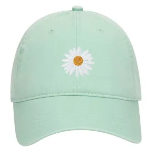Daisy Embroidered Patch Pastel Tone Garment Washed Superior Cotton Twill Dad Hat - For Women and Men