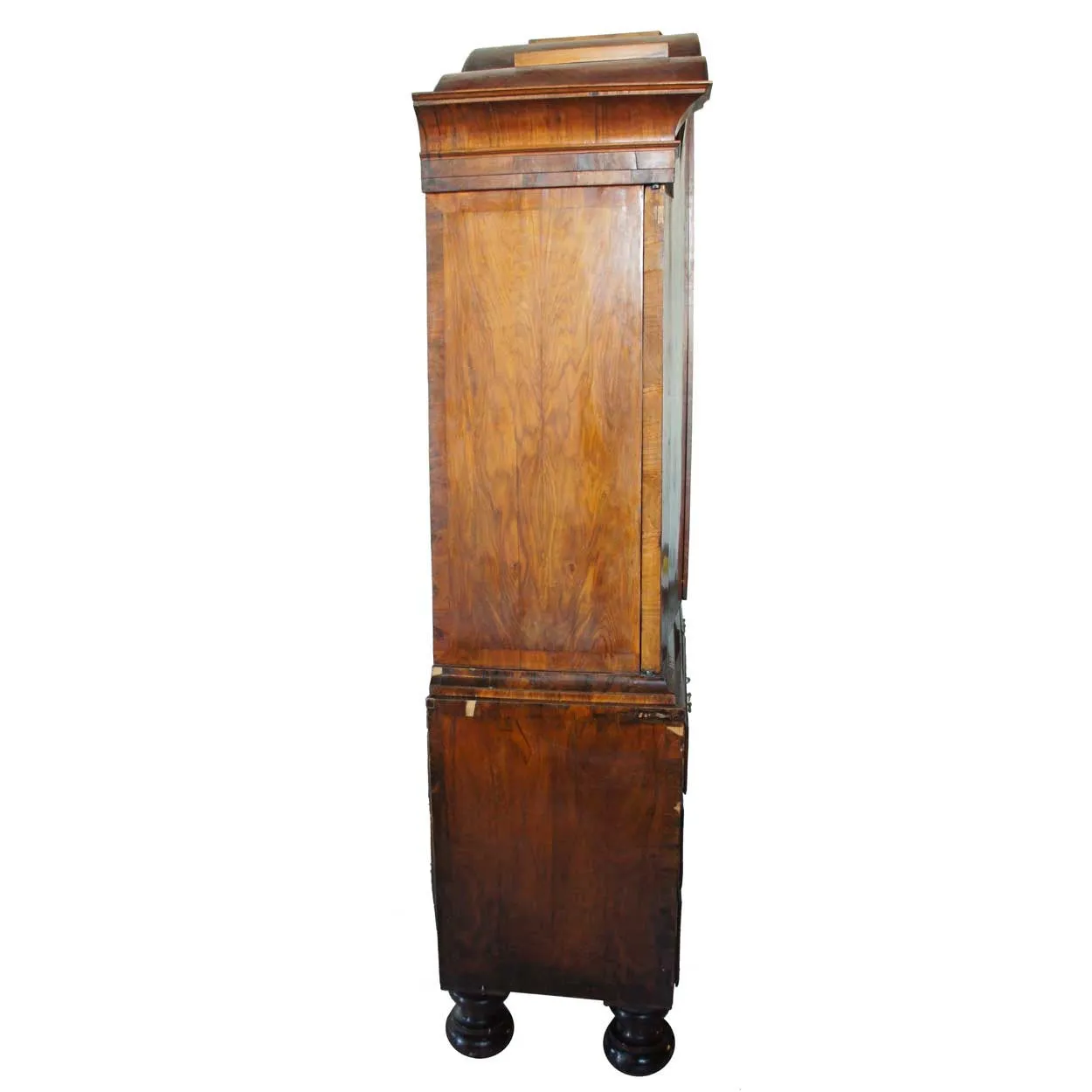Danish Baroque Burl Walnut Veneer Linen Press