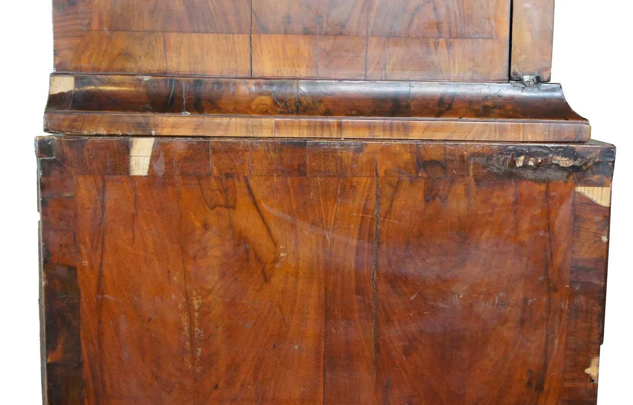 Danish Baroque Burl Walnut Veneer Linen Press