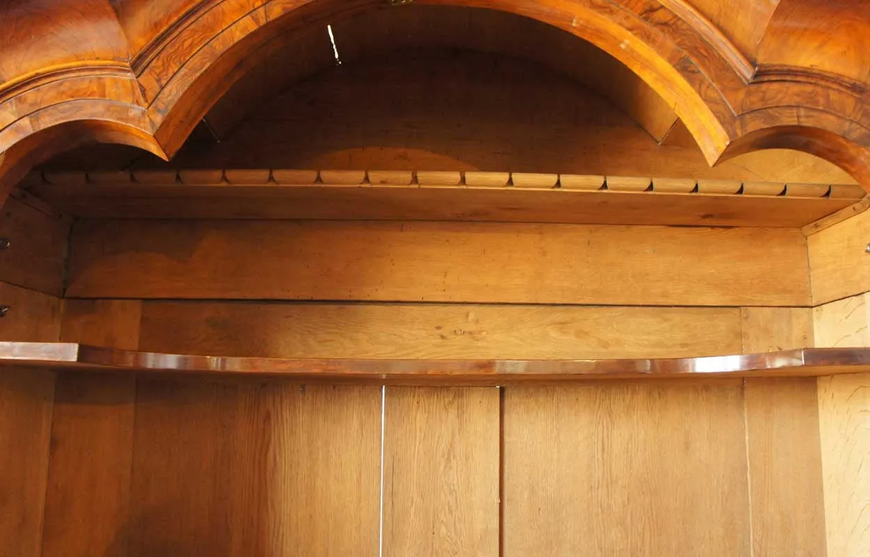 Danish Baroque Burl Walnut Veneer Linen Press