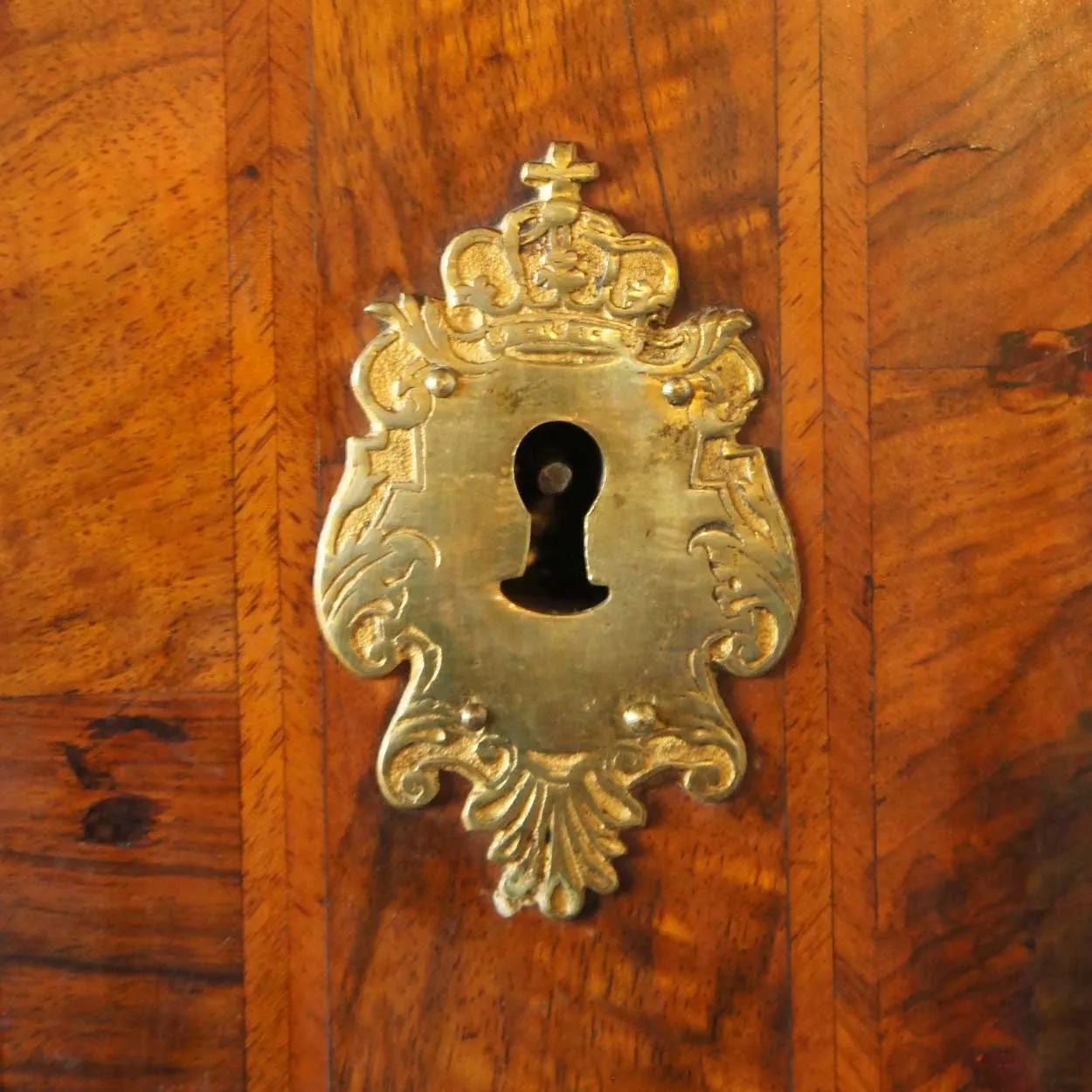 Danish Baroque Burl Walnut Veneer Linen Press