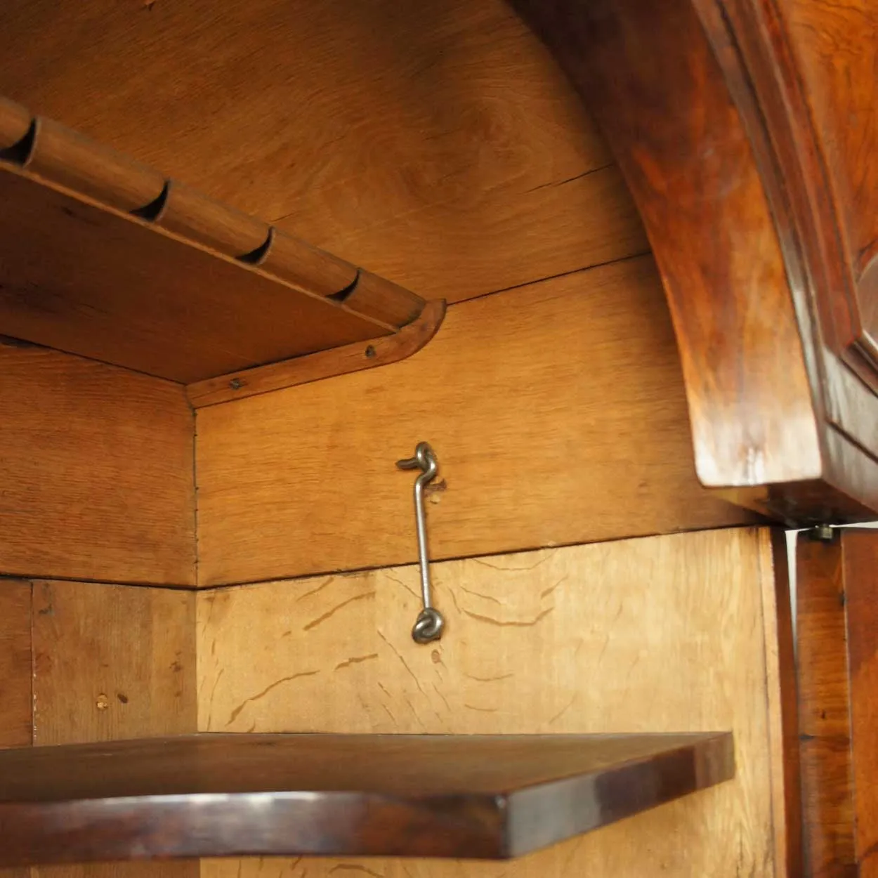 Danish Baroque Burl Walnut Veneer Linen Press