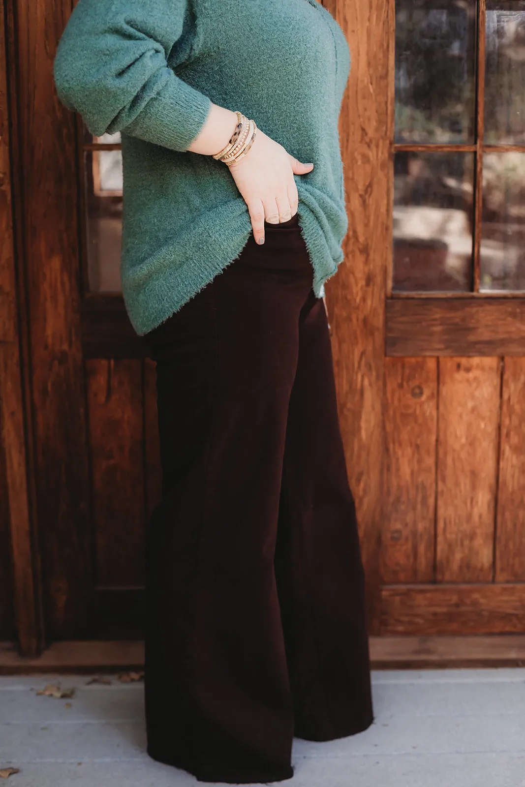 Dear John Fiona Wide Leg Jean in Dark Brown
