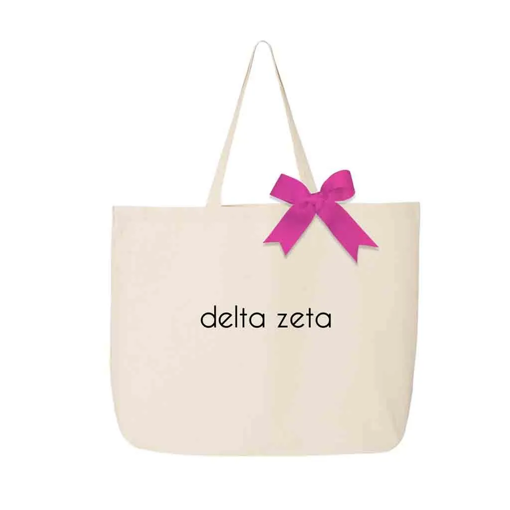 Delta Zeta Tote Bag with Bow in Sorority Color