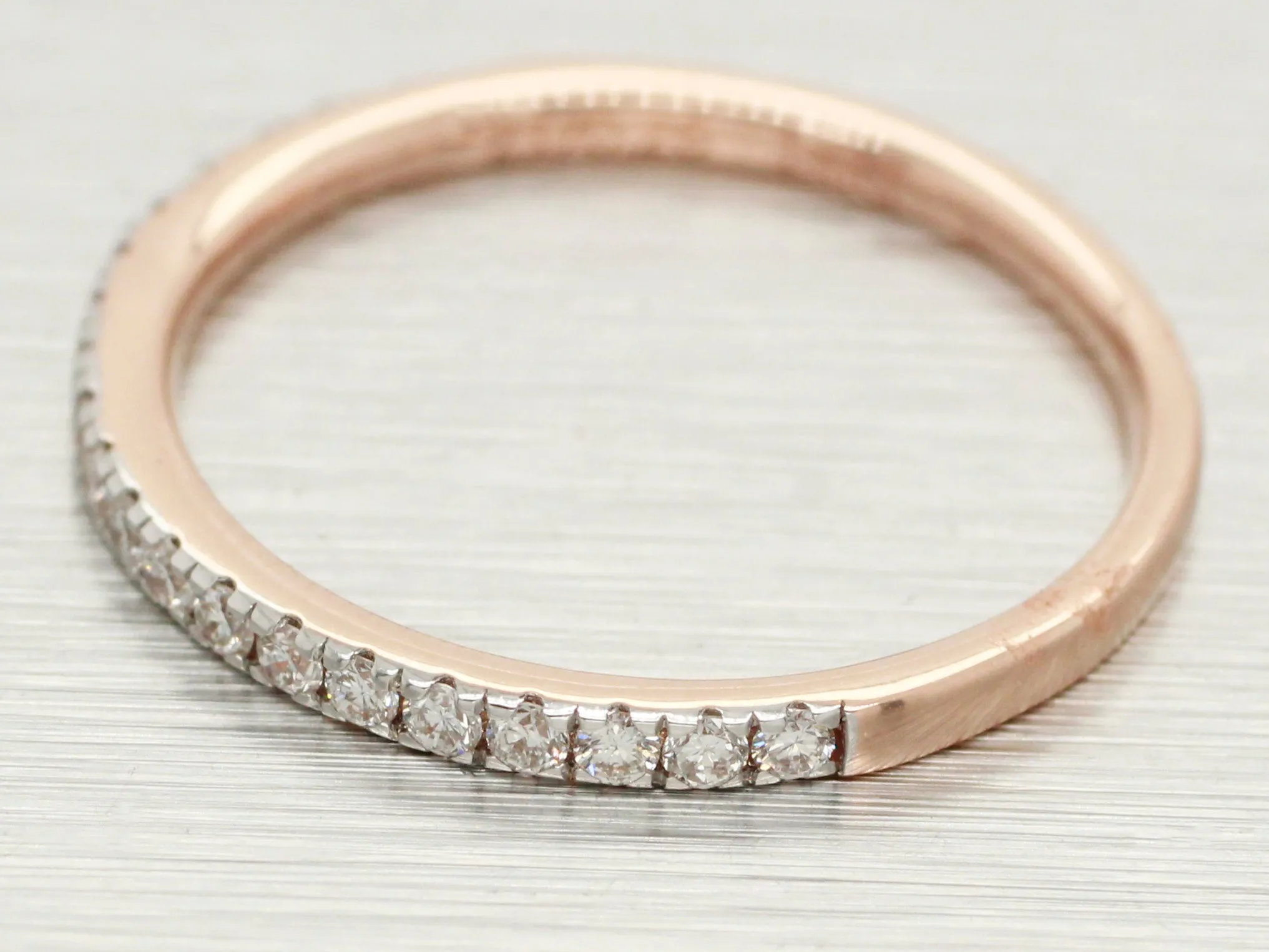 Diamond Channel-Set Wedding Band 0.26ctw | Women's Thin 14k Rose Gold Ring