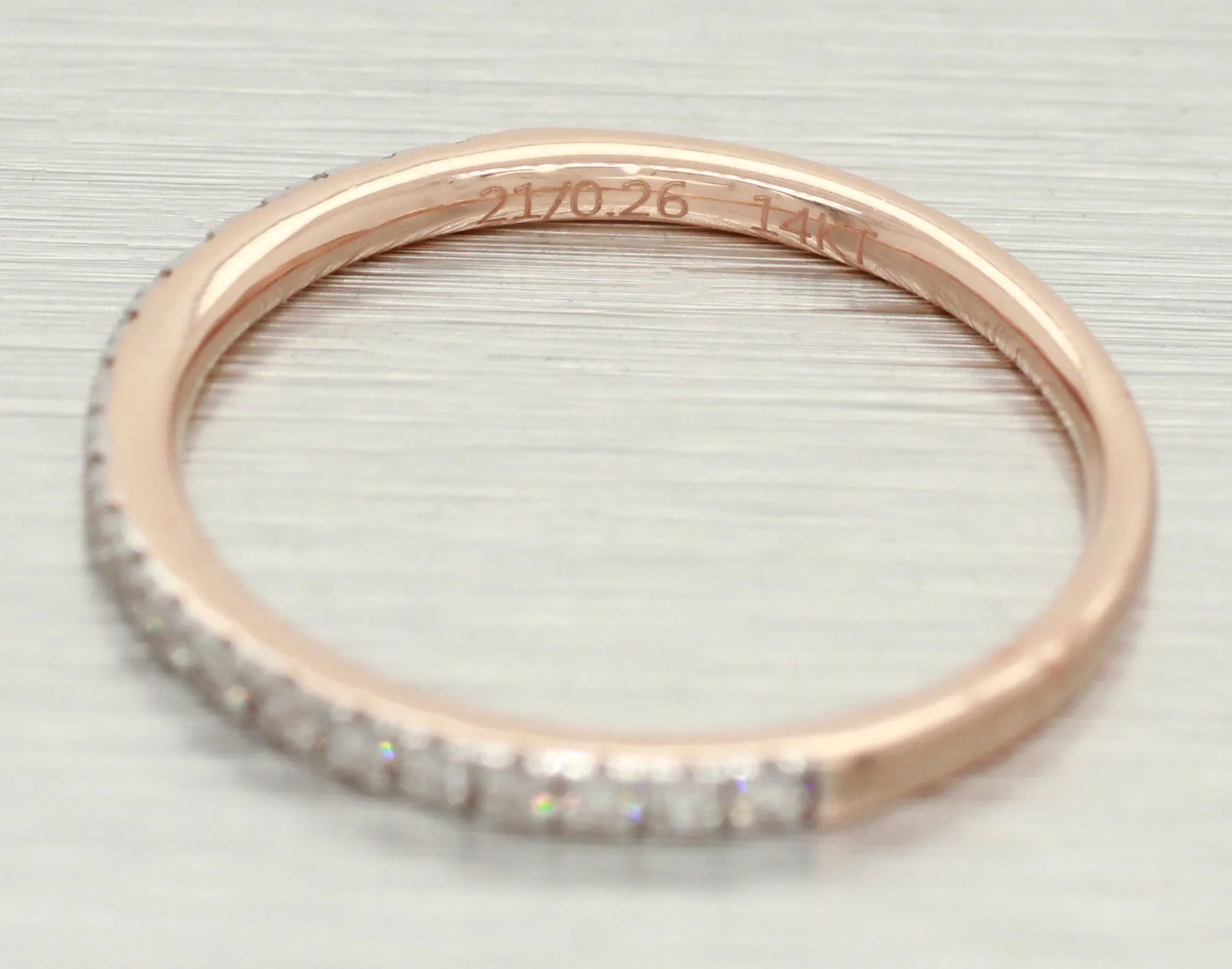 Diamond Channel-Set Wedding Band 0.26ctw | Women's Thin 14k Rose Gold Ring