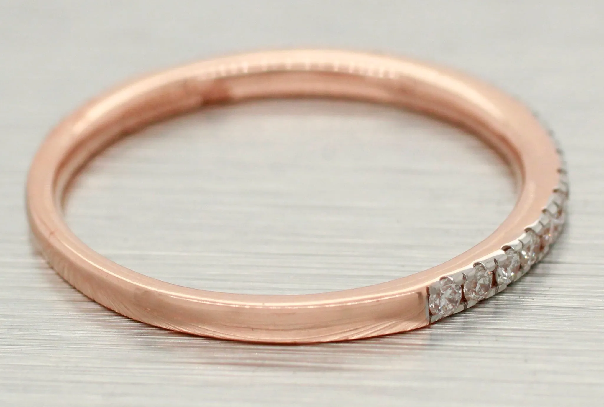 Diamond Channel-Set Wedding Band 0.26ctw | Women's Thin 14k Rose Gold Ring