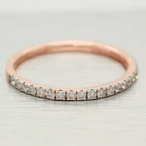 Diamond Channel-Set Wedding Band 0.26ctw | Women's Thin 14k Rose Gold Ring