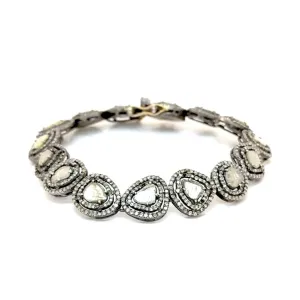 Diamond Halo Link Silver Bracelet