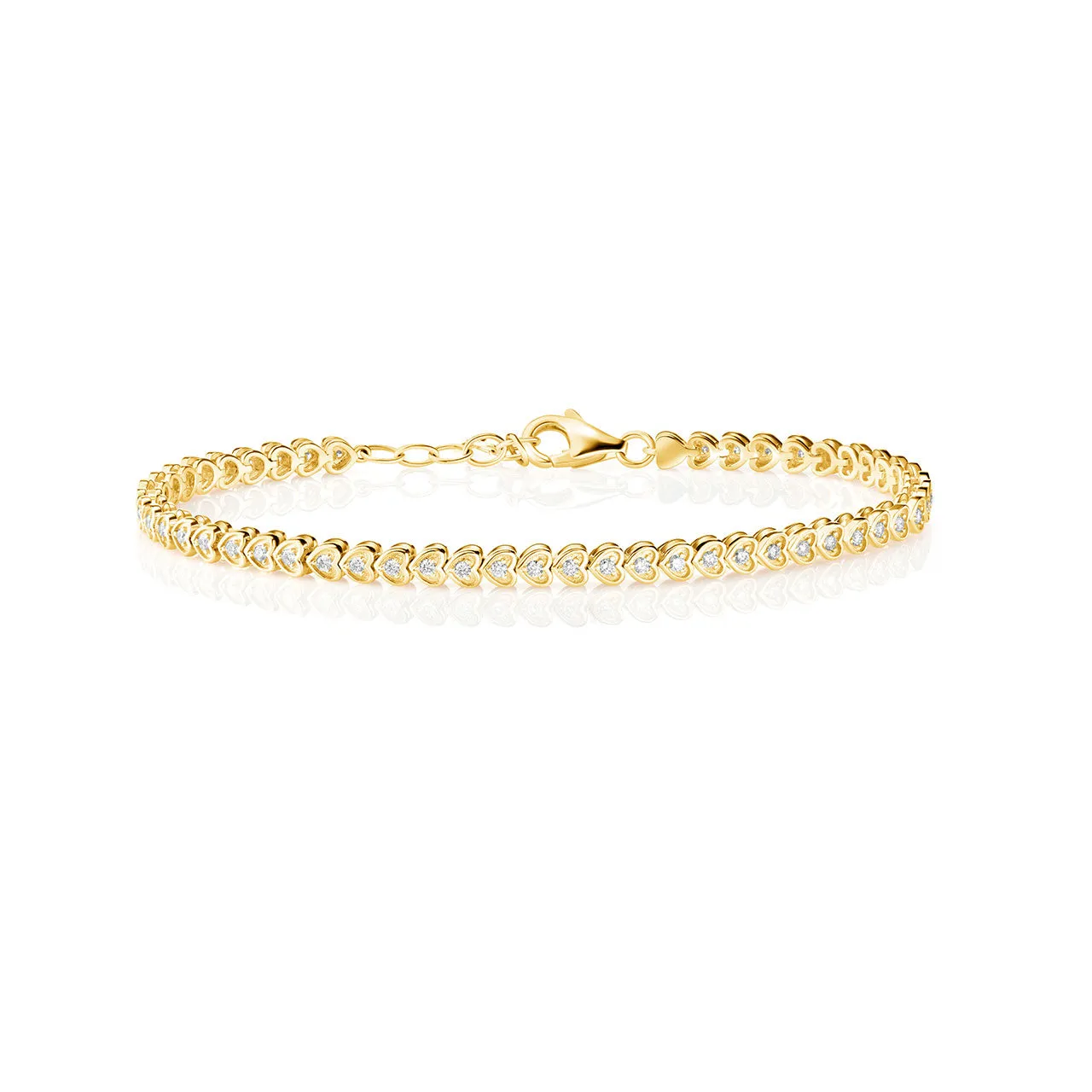 Diamond Heart Shaped Linked Bracelet