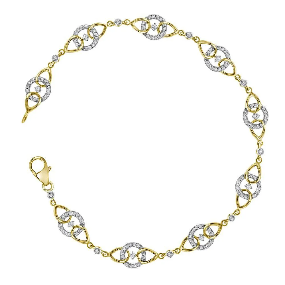 Diamond Linked Circle Fashion Bracelet 1/2 CTTW in 10K Yellow Gold