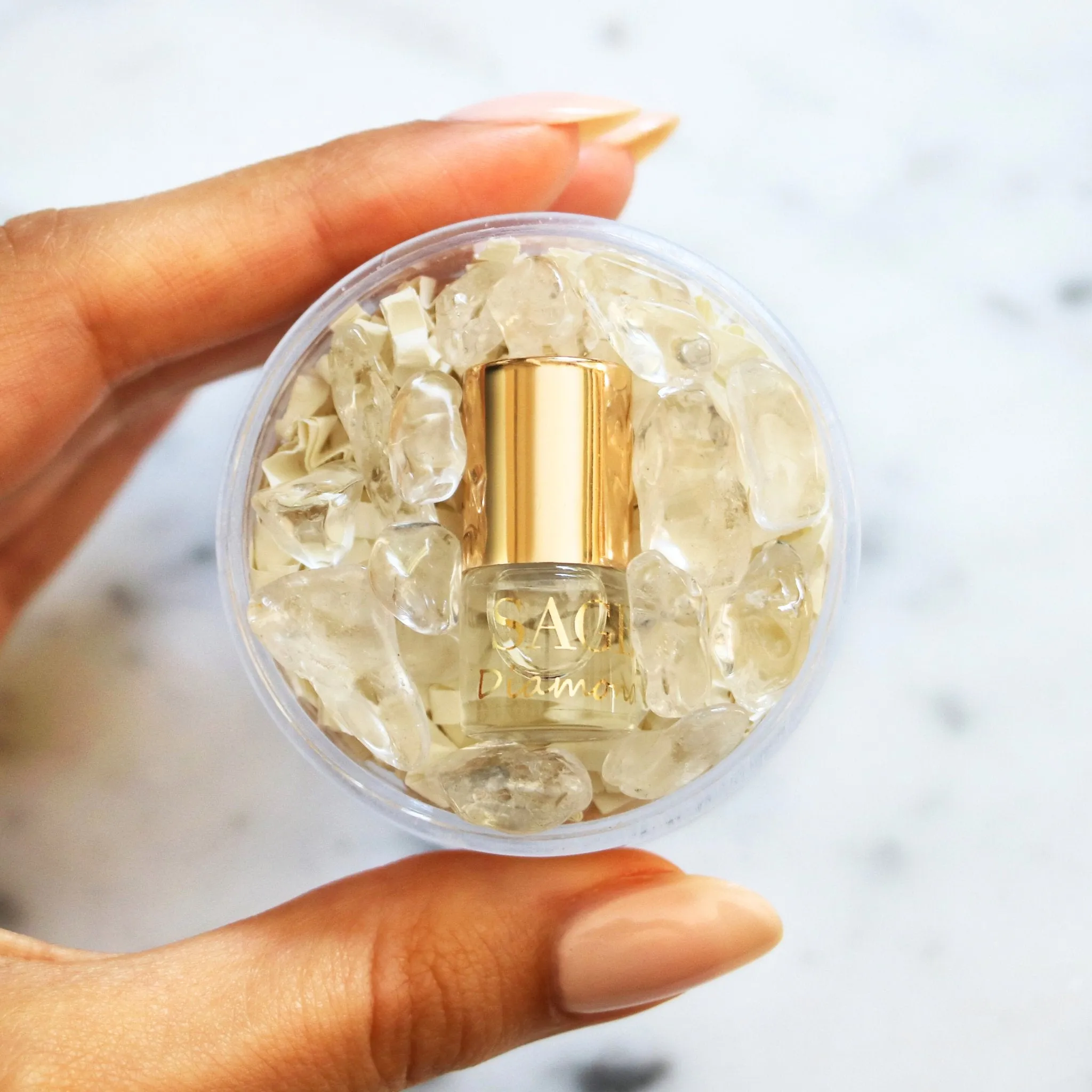 Diamond Perfume Oil Concentrate Mini Rollie with Gemstones by Sage