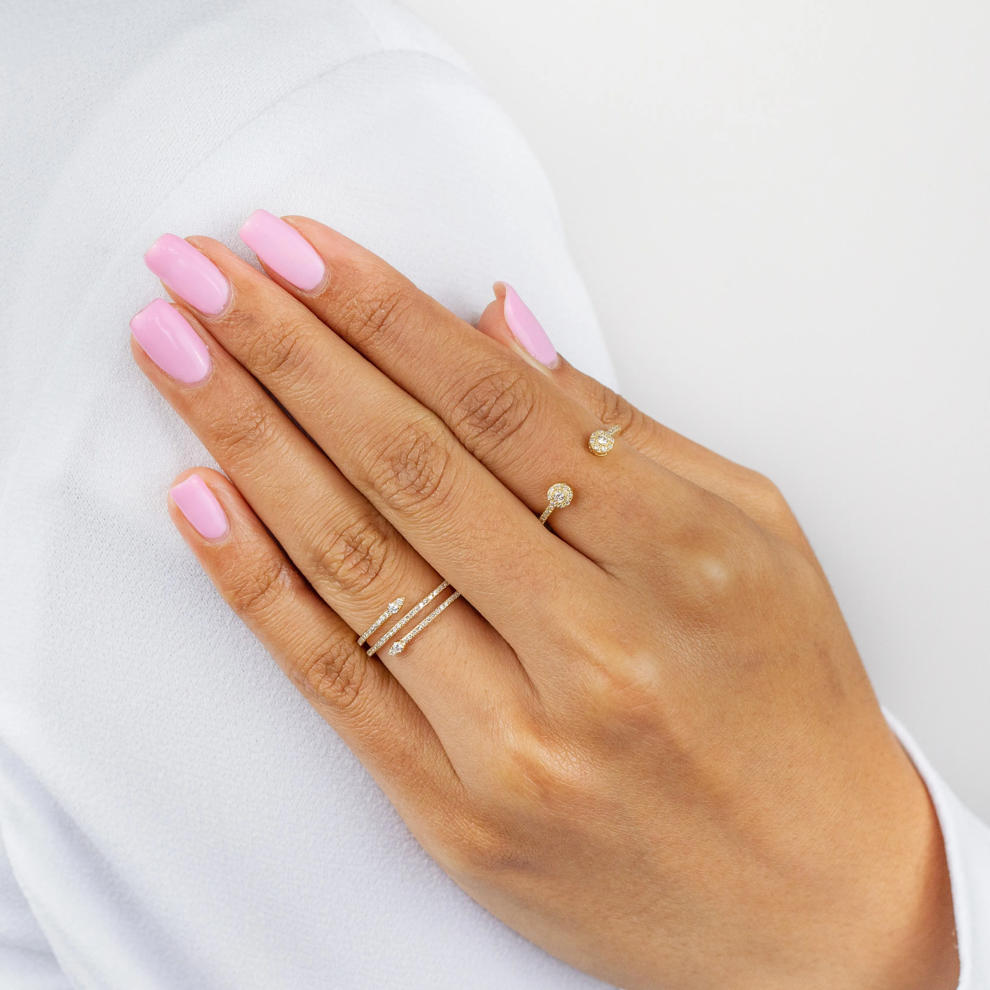 Diamond Rounded Claw Ring 14K