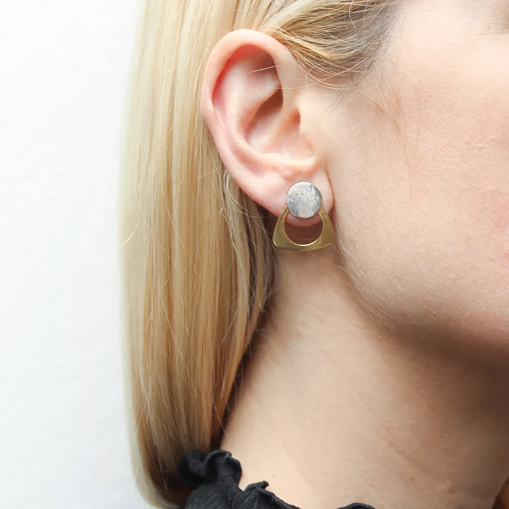 Disc with Cutout Rounded Triangle Post Earrings