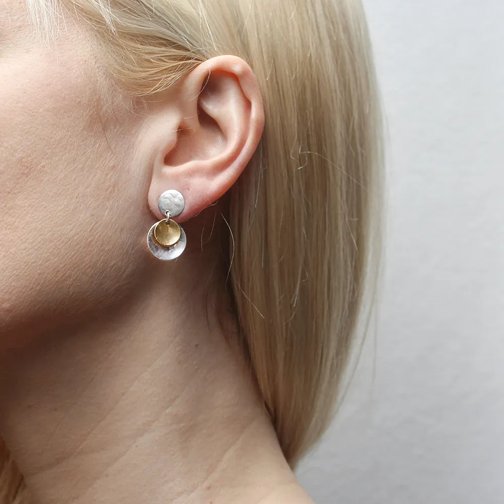 Disc with Layered Dished Discs Post Earring