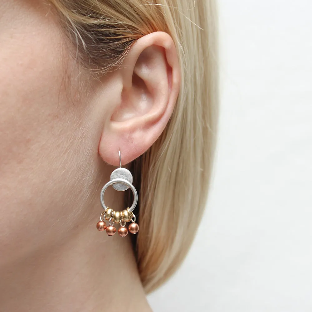 Disc with Wire Ring and Beads Wire Earring