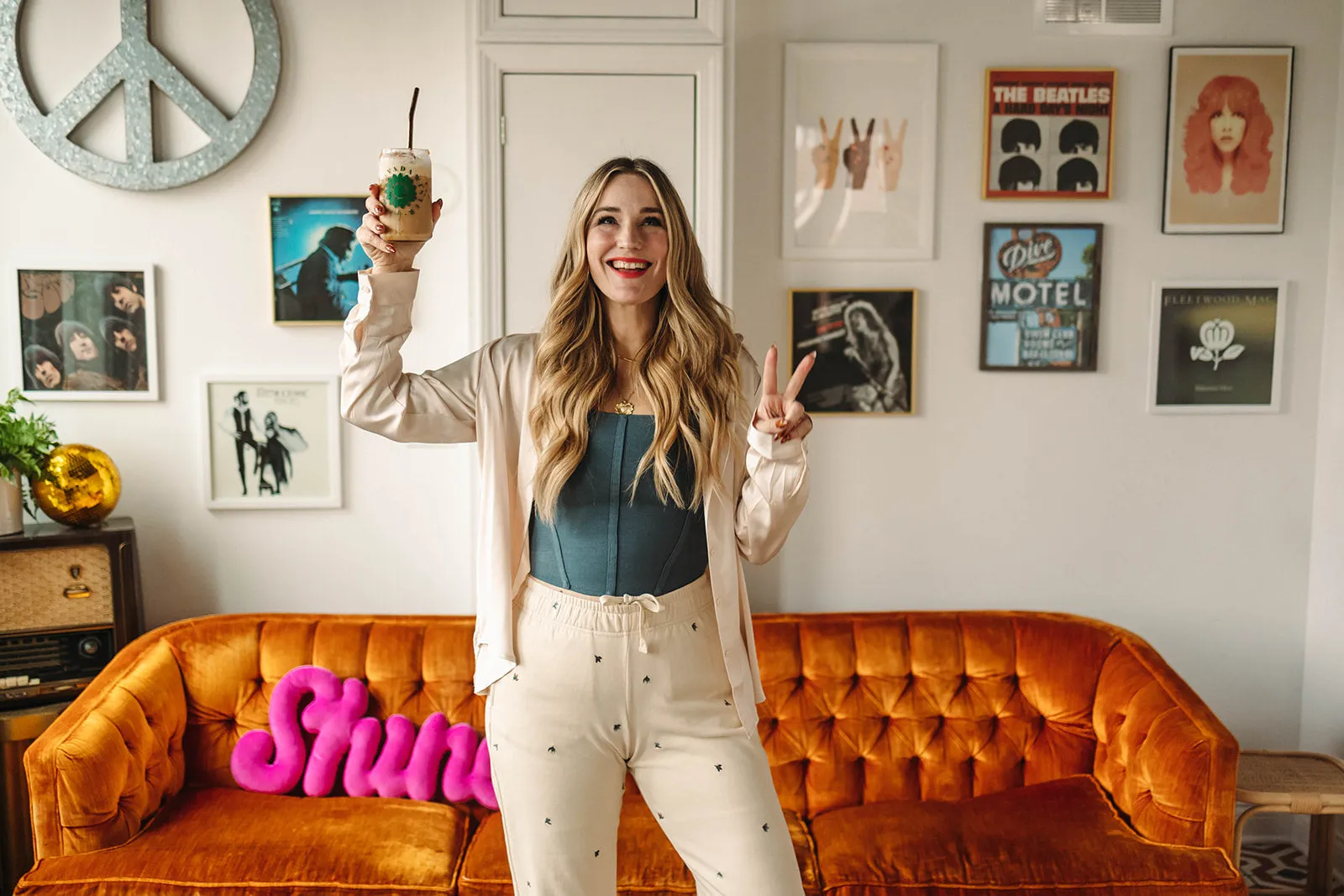 dominique button down in cream