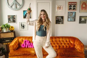 dominique button down in cream