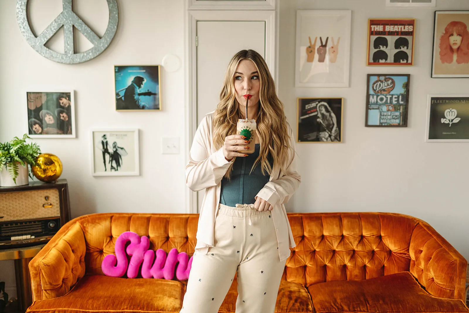 dominique button down in cream
