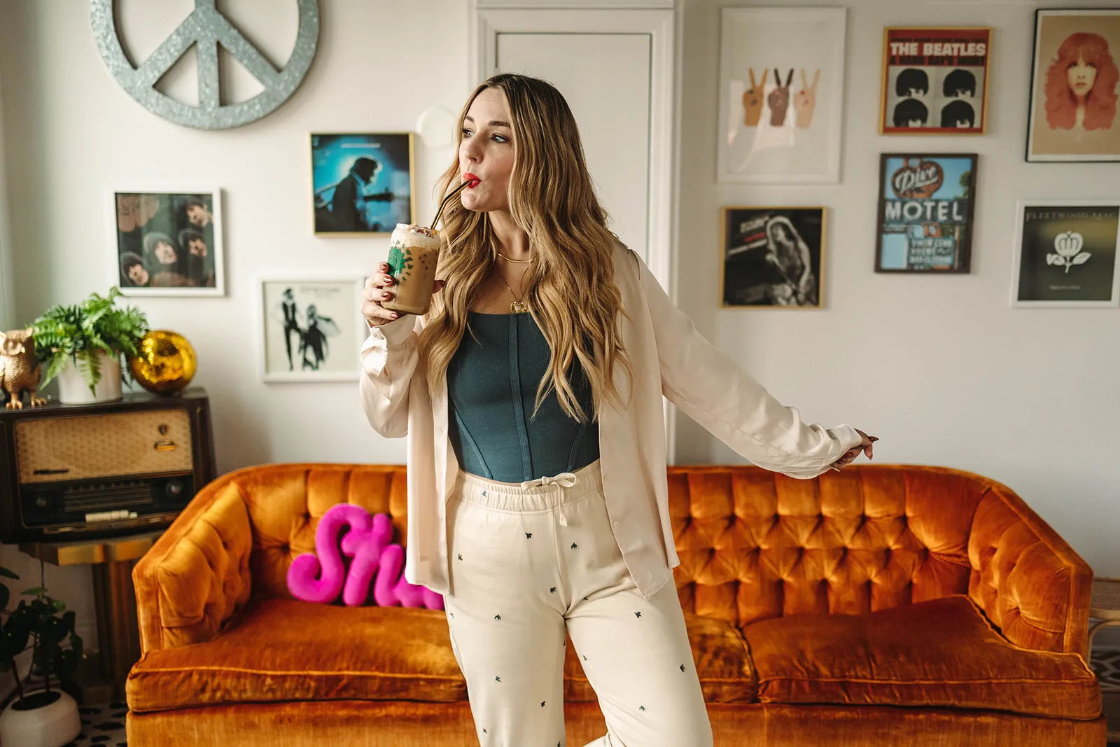 dominique button down in cream