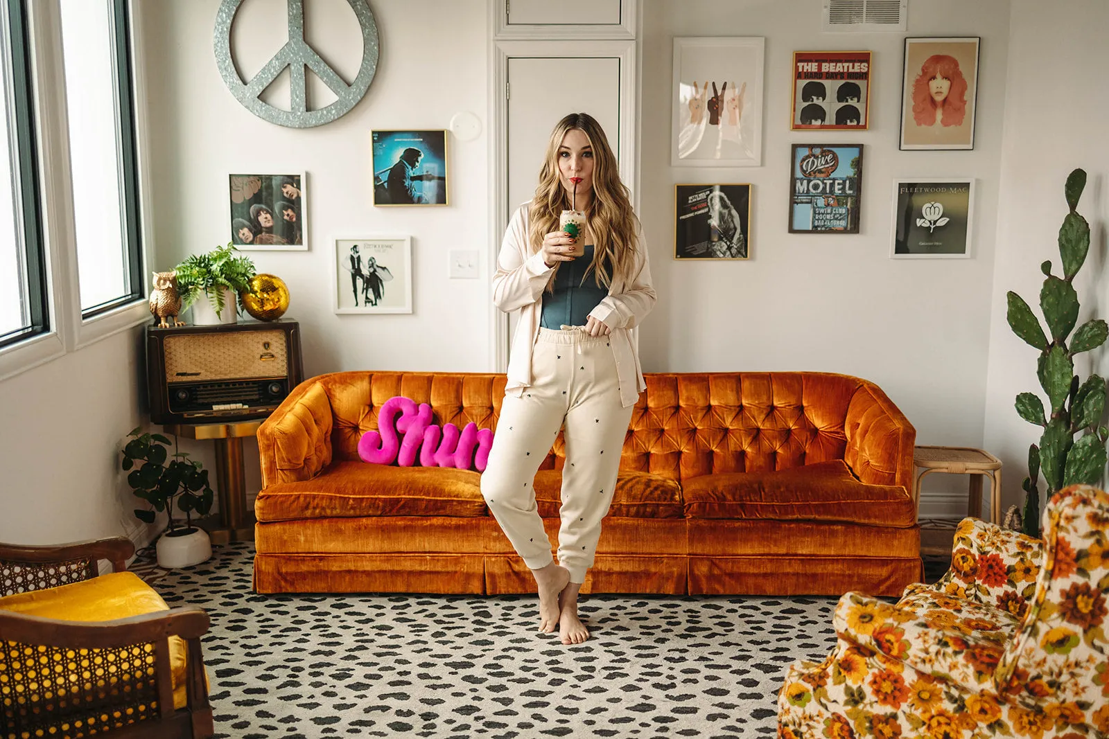 dominique button down in cream