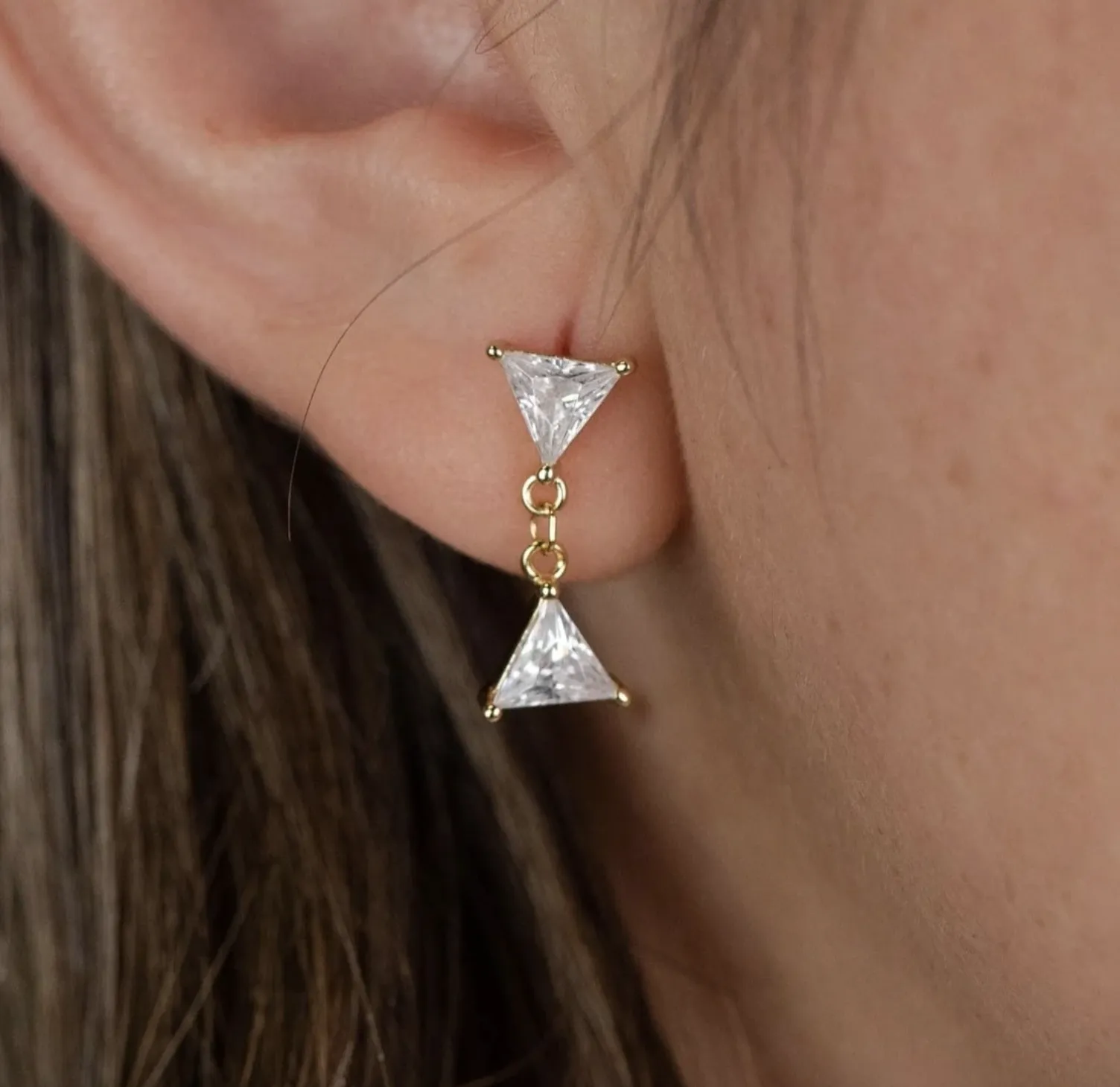 Dual Triangle Drop Earrings
