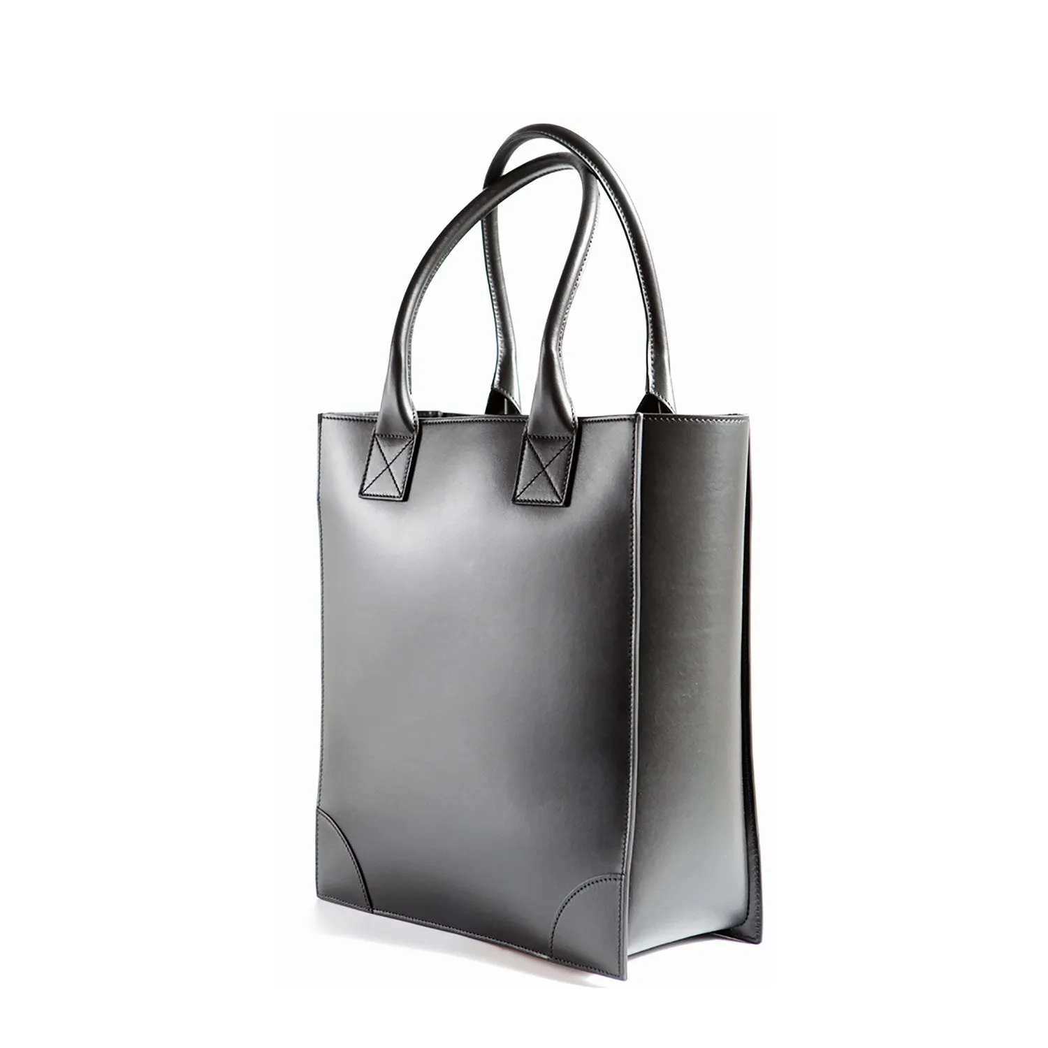 Duke Shopper Tote in Black Smooth Italian Leather