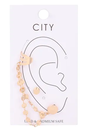 EAR CUFF DISC CHAIN LINKED EARRINGS