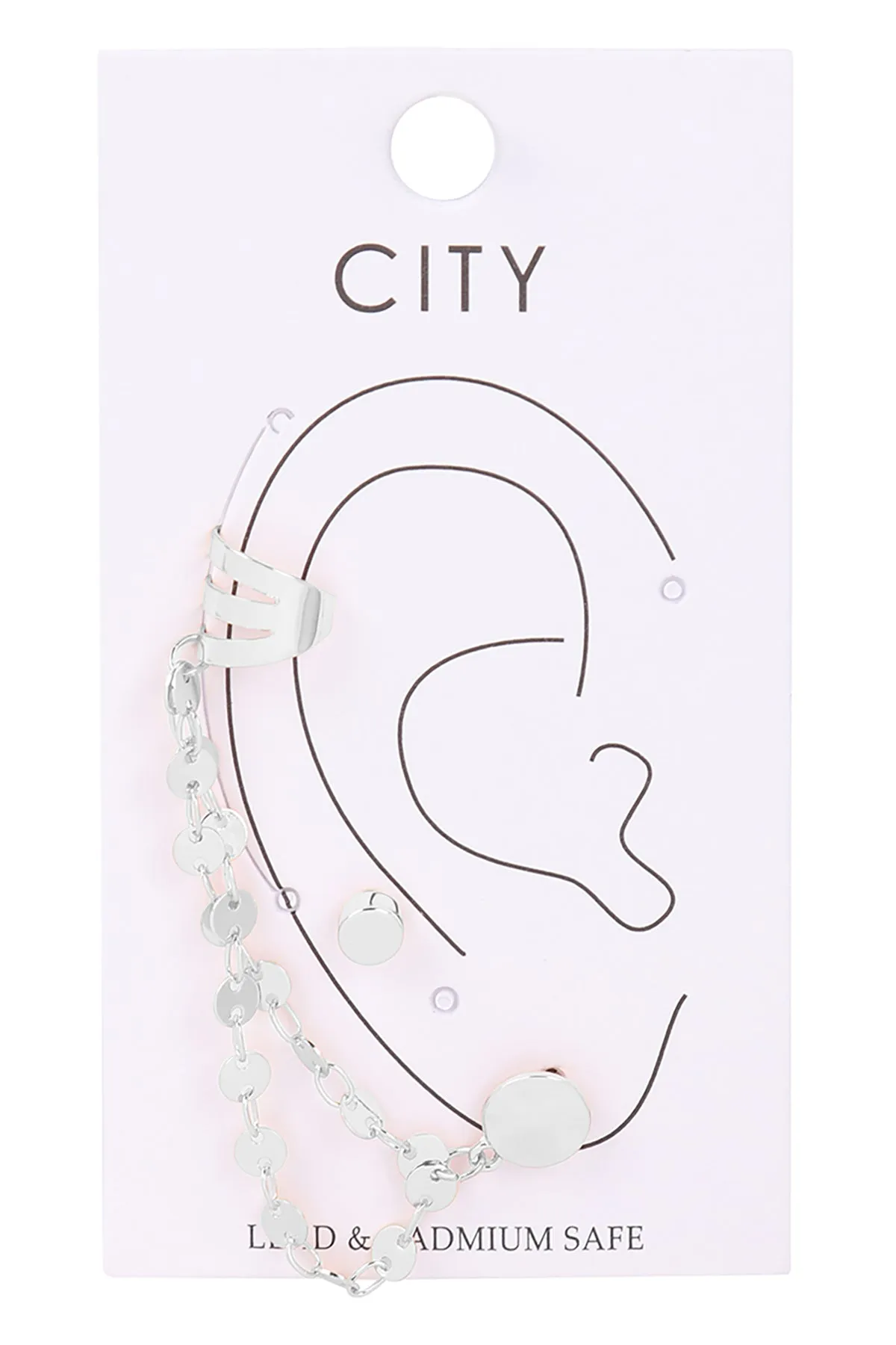 EAR CUFF DISC CHAIN LINKED EARRINGS