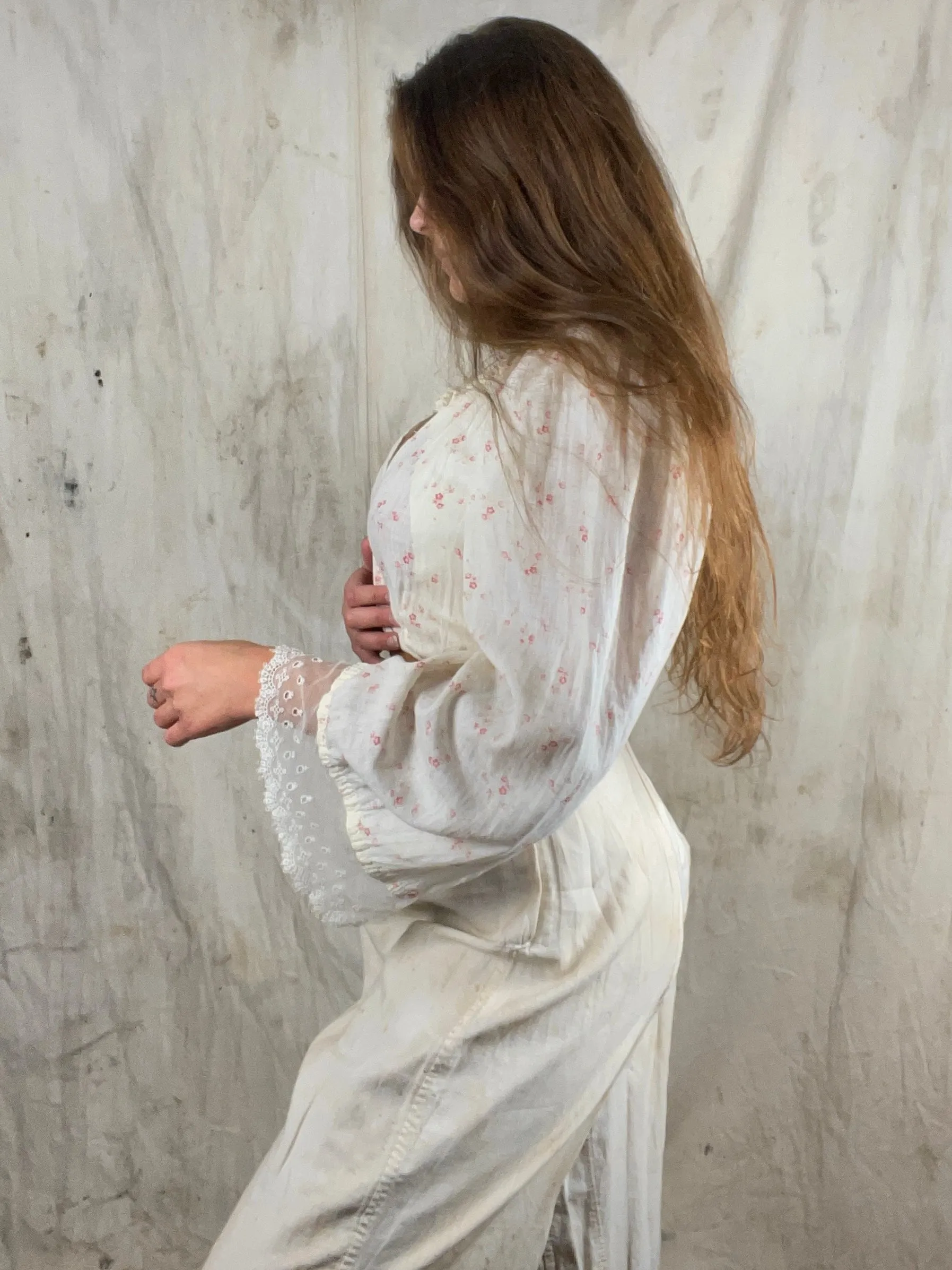 Early 1900s Ditsy Floral Calico Ethereal Blouse