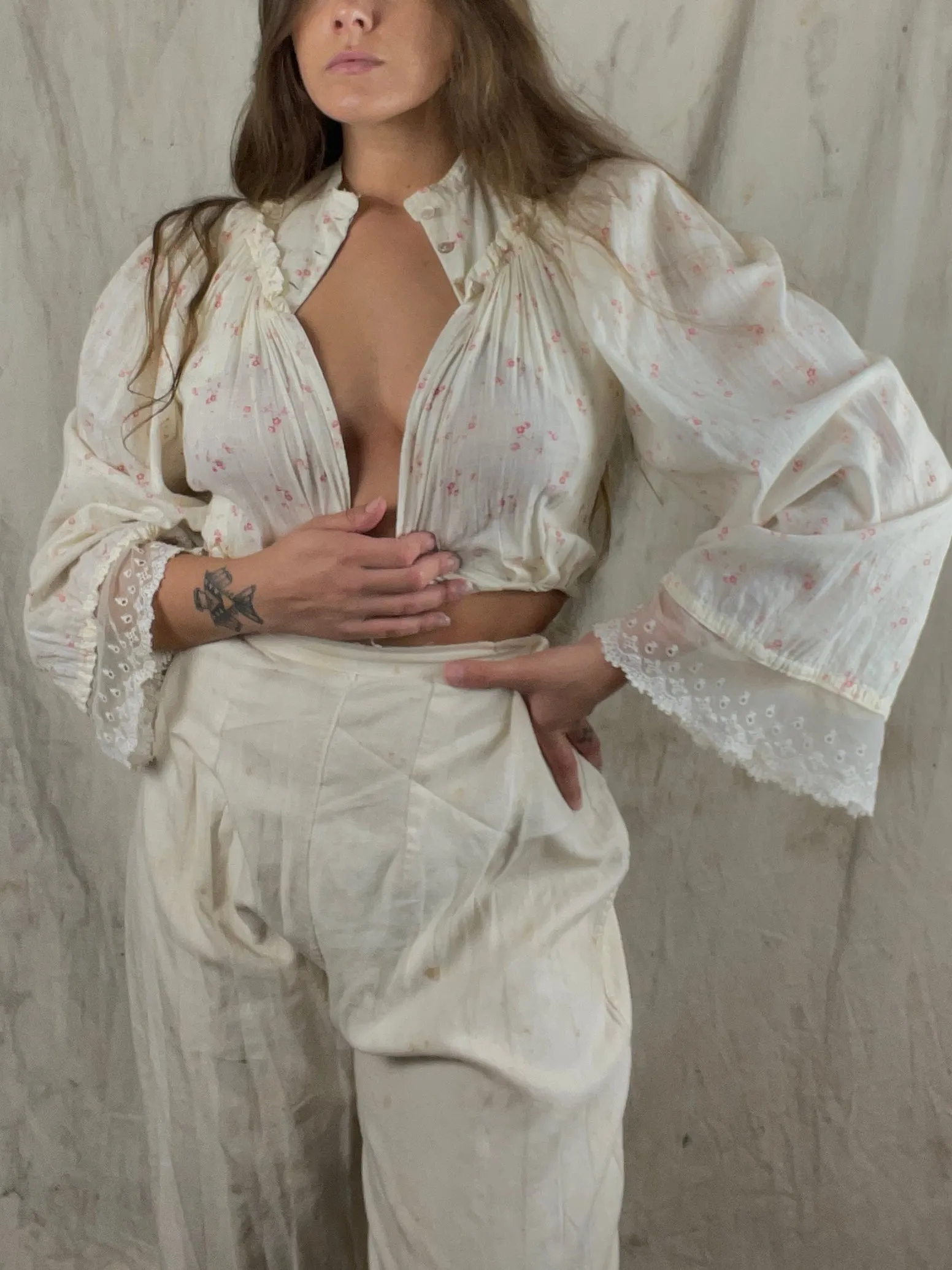 Early 1900s Ditsy Floral Calico Ethereal Blouse