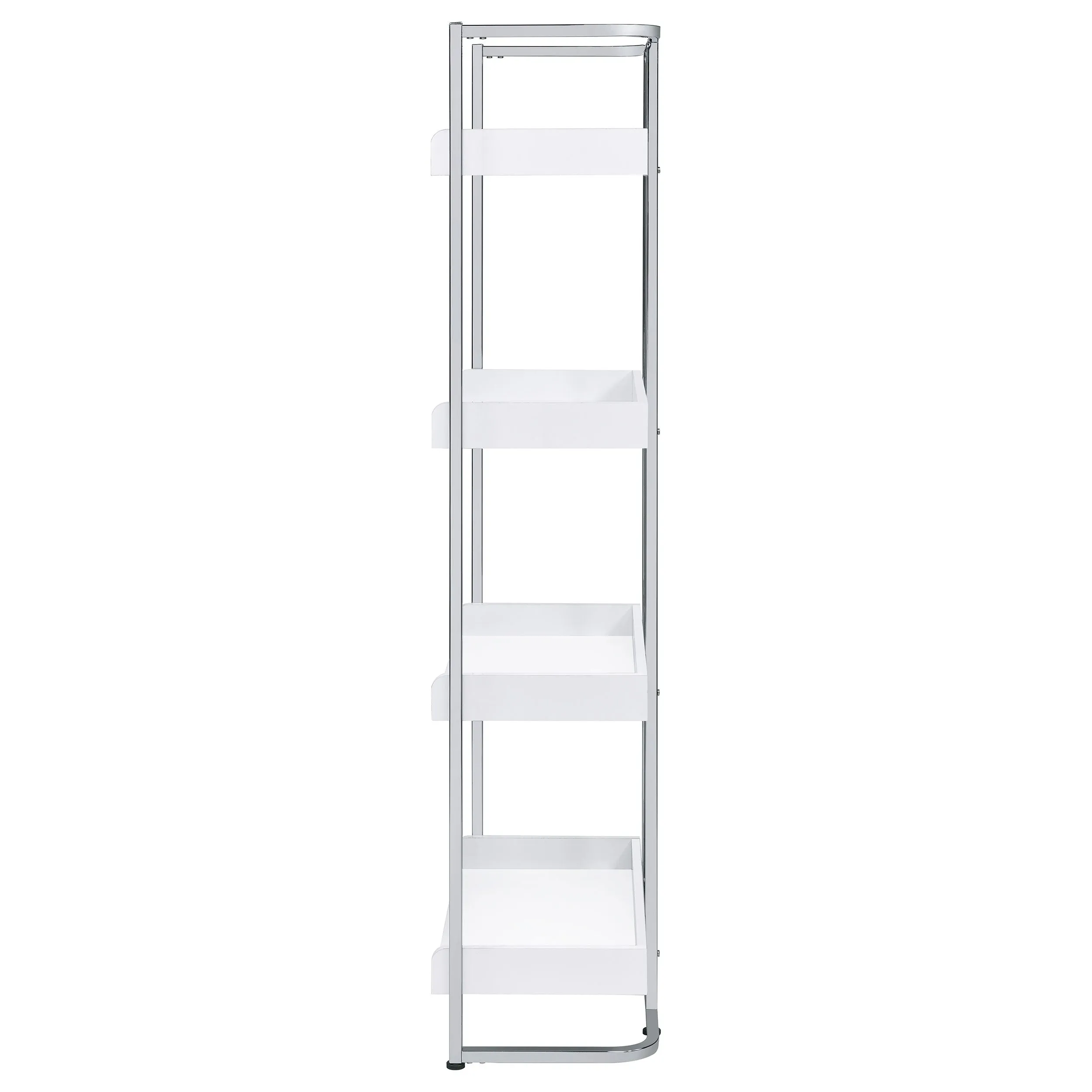 Ember 68-inch 4-shelf Bookshelf White High Gloss and Chrome