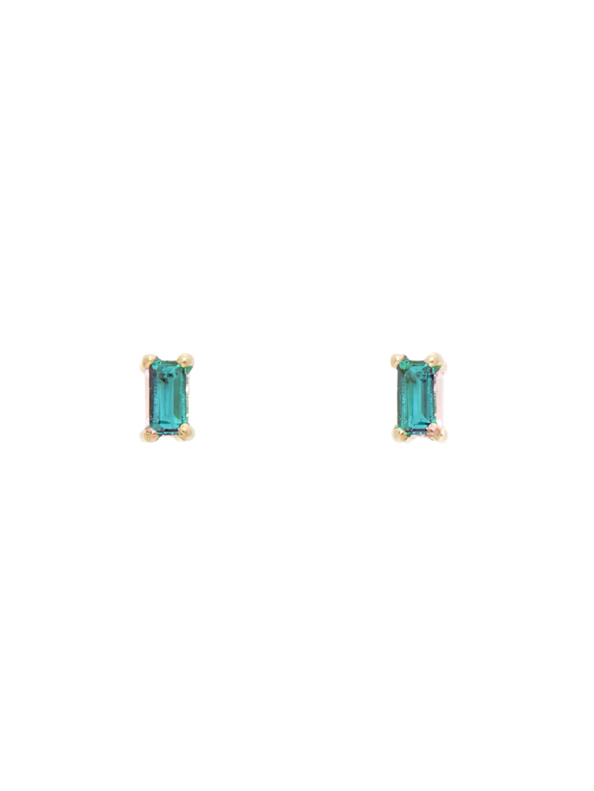 Emerald Baguette Studs