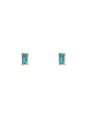 Emerald Baguette Studs