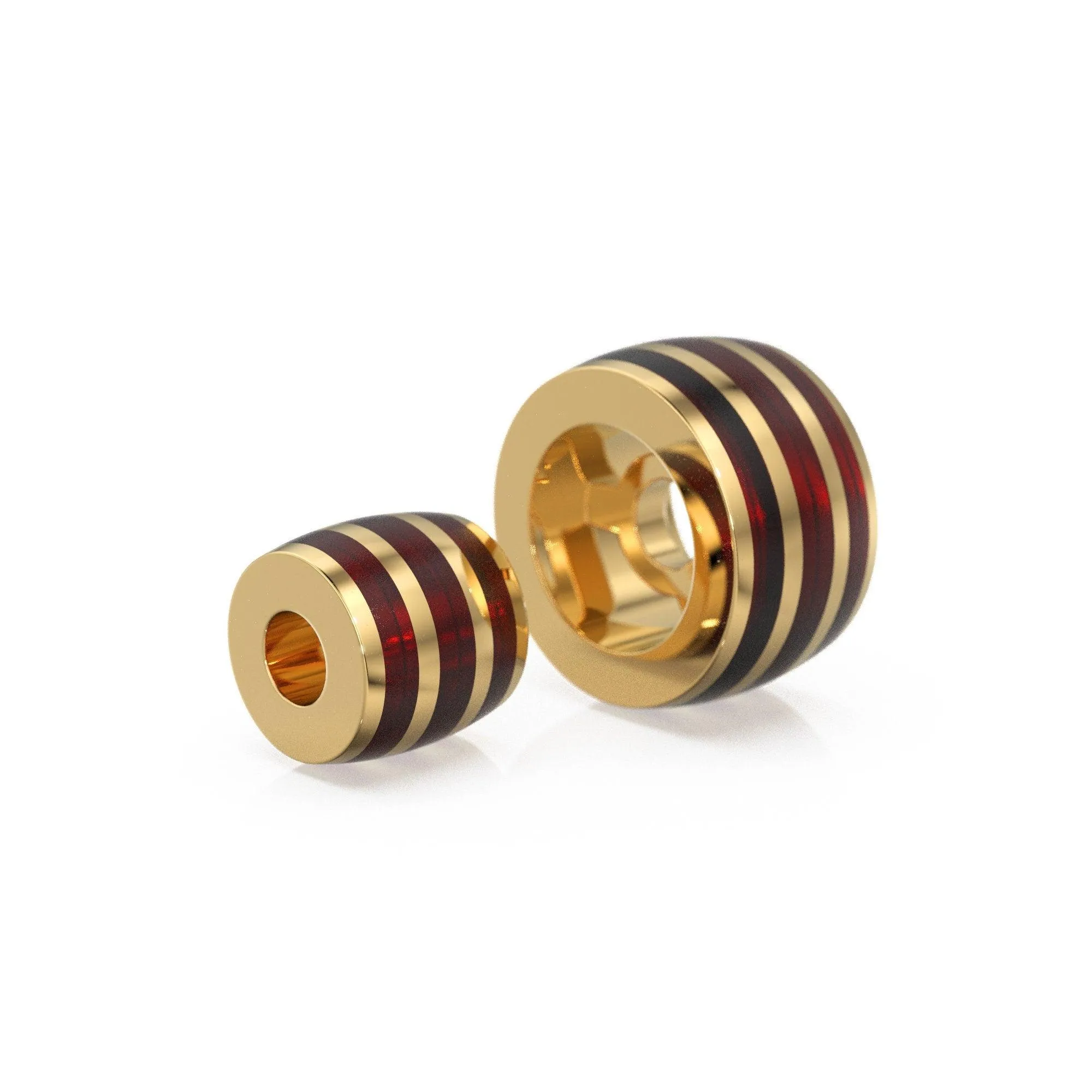 Enamel Solid Gold Round Wheel Beads / Handmade Real Gold Tyre Gold Spacer / Black Enamel Rondelle Beads / Jewelry Making Essential Finding