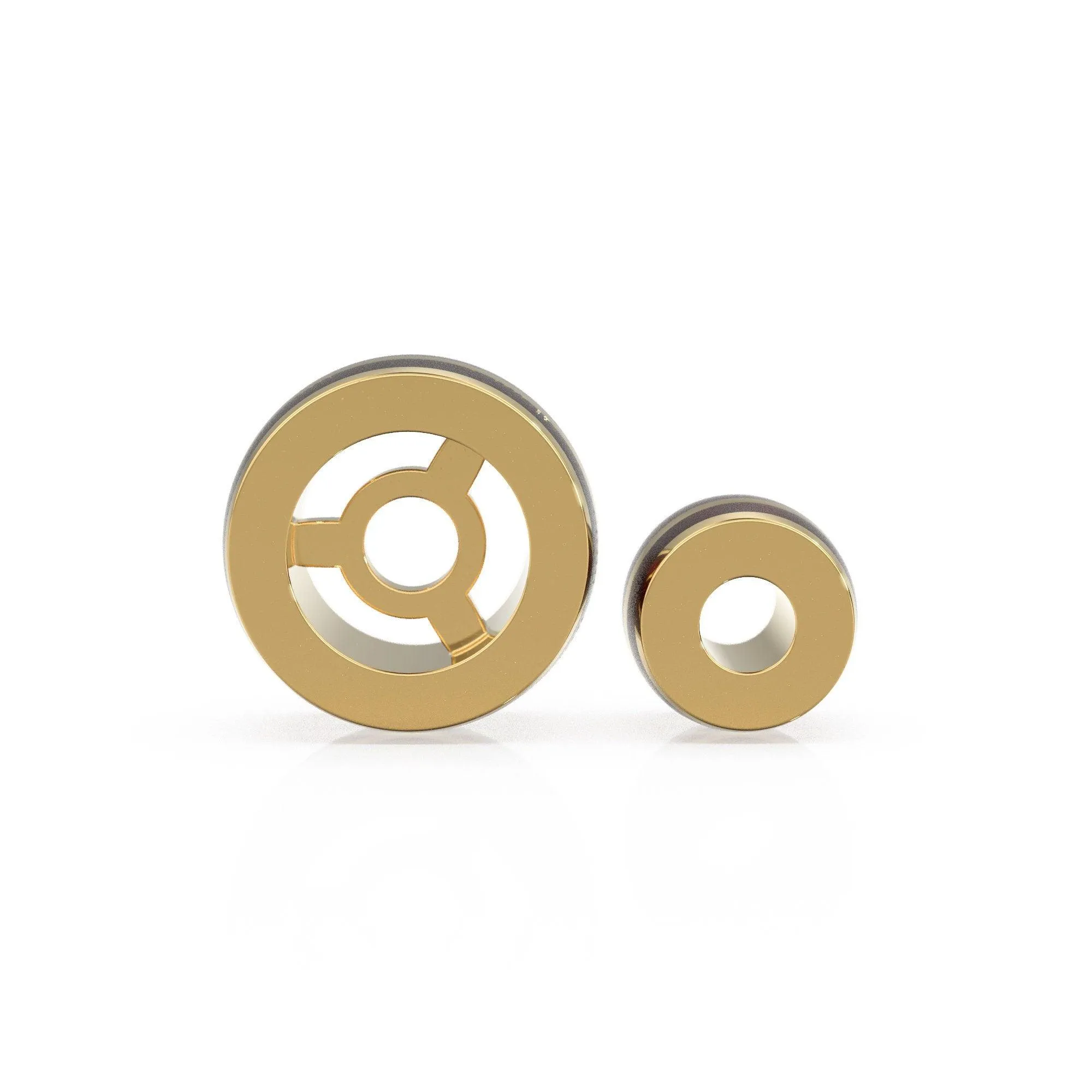 Enamel Solid Gold Round Wheel Beads / Handmade Real Gold Tyre Gold Spacer / Black Enamel Rondelle Beads / Jewelry Making Essential Finding