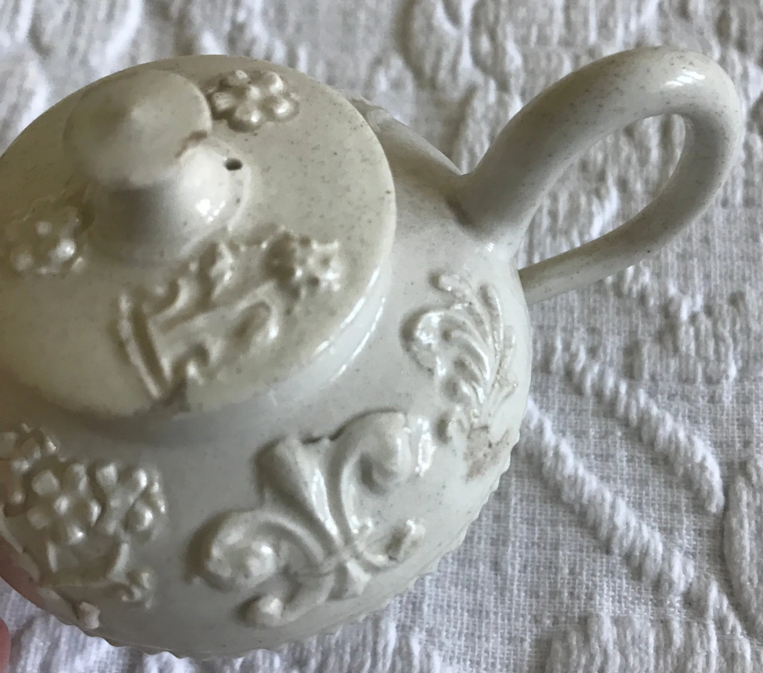 English 18th Century Salt-Glaze Stoneware Miniature Teapot and Cover.