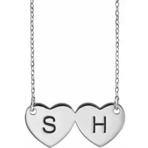 Engravable Double Heart 17" Necklace 86386