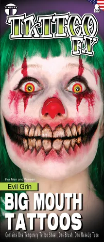 Evil Grin Big Mouth Temporary Tattoo