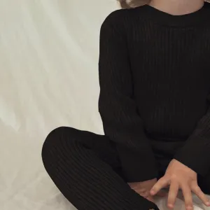 Exclusive Noa Rib Knit Baby Bodysuit (Black)
