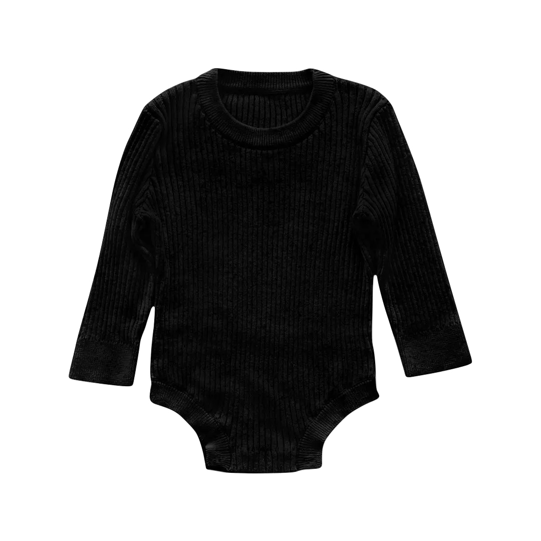 Exclusive Noa Rib Knit Baby Bodysuit (Black)