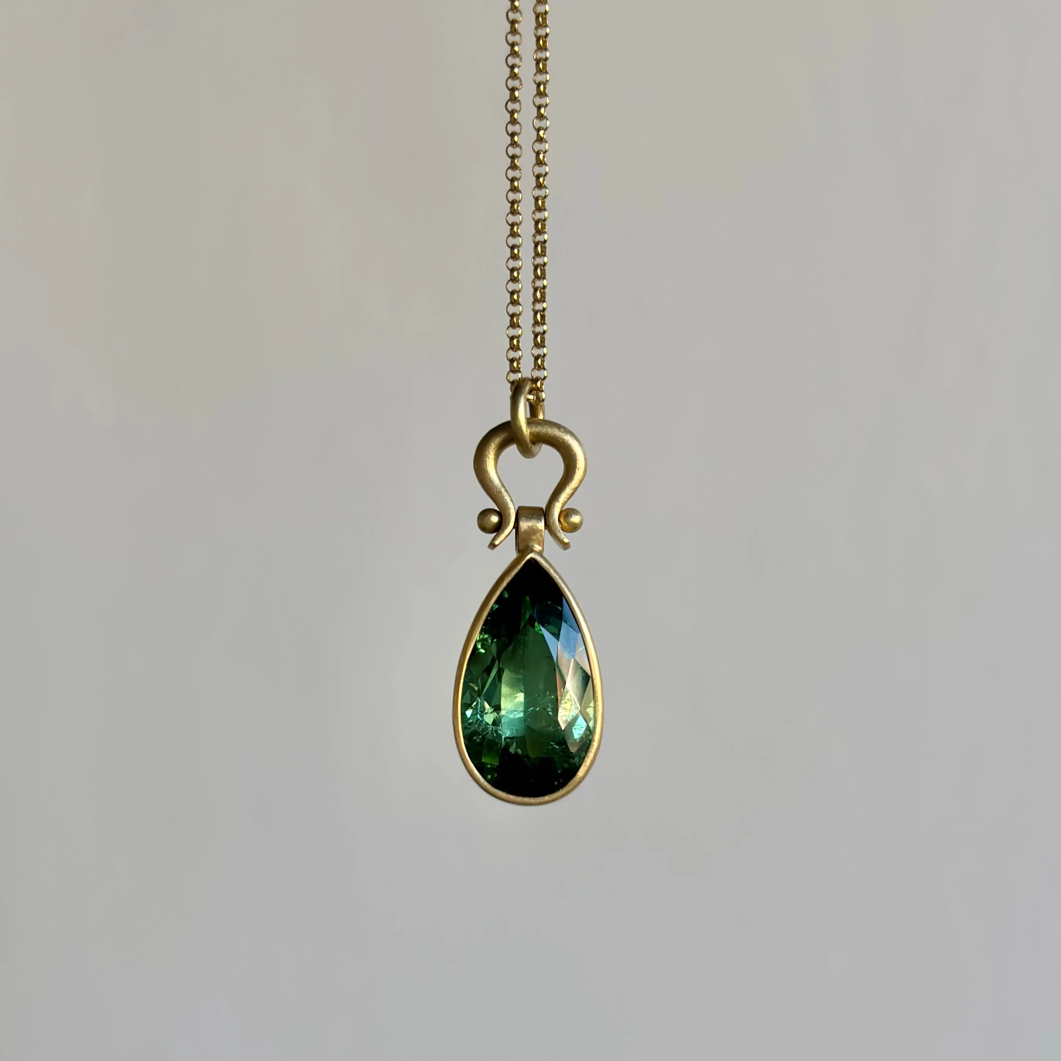 Faceted Green Tourmaline Pear Pendant