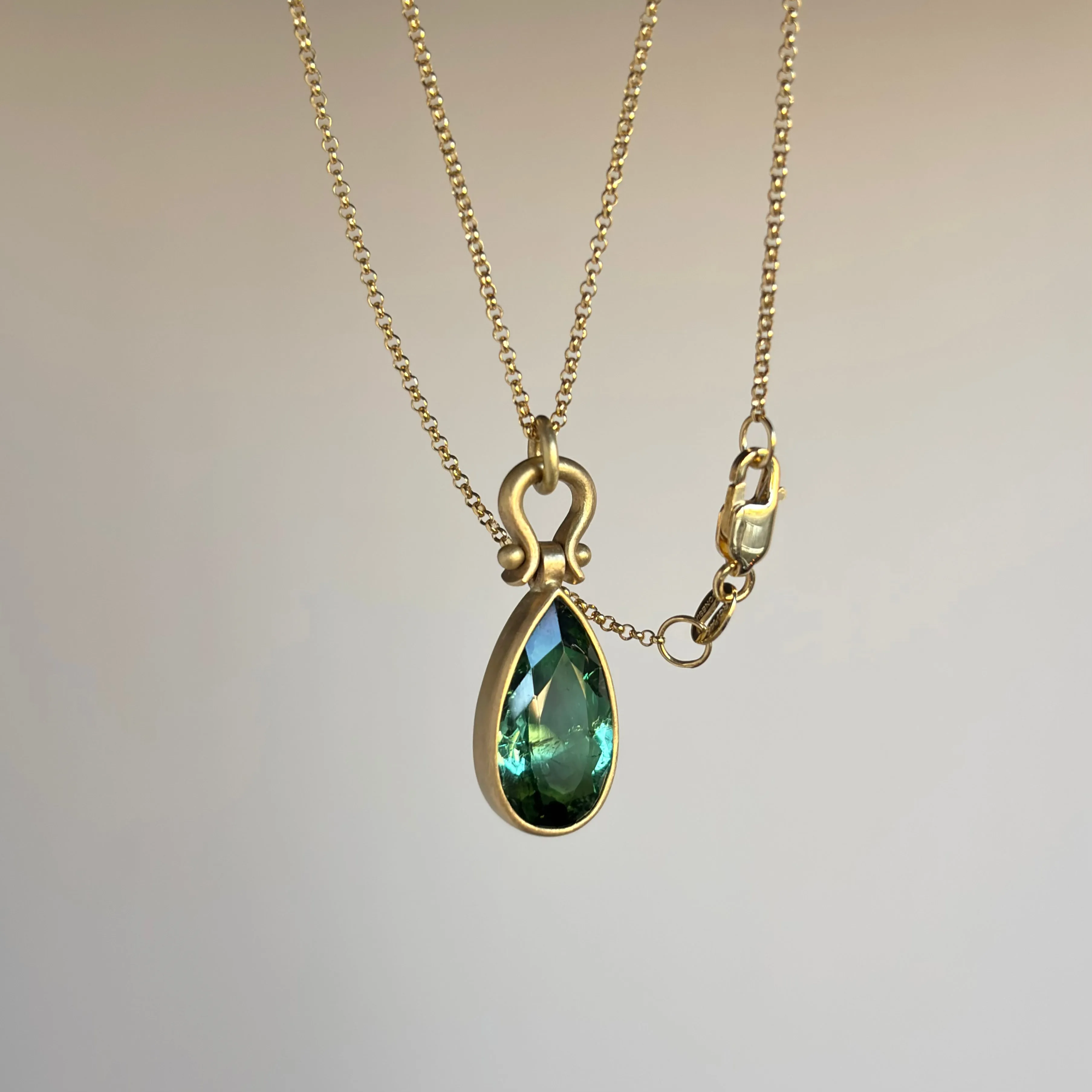 Faceted Green Tourmaline Pear Pendant