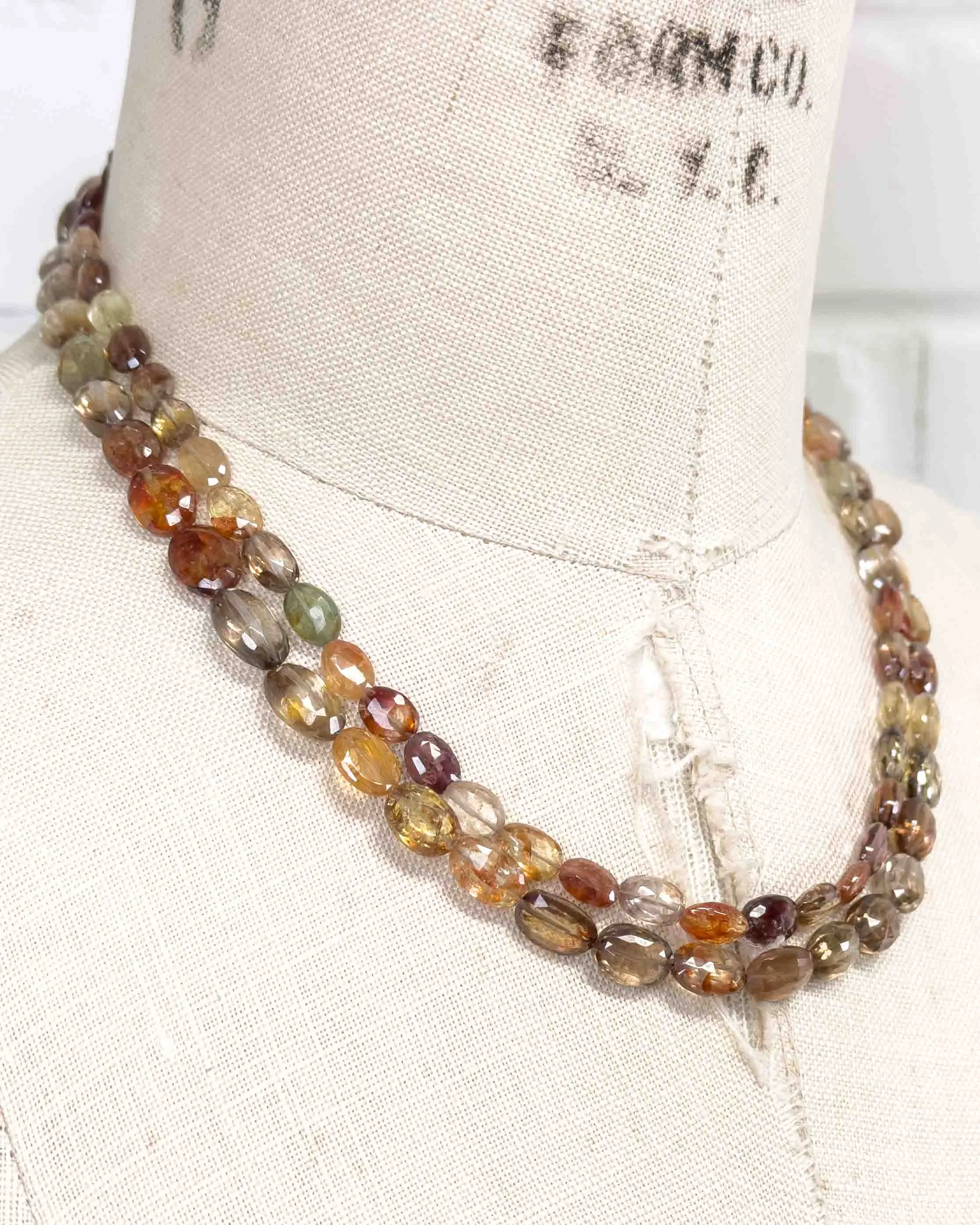 Faceted Multi-Color Spinel Double Strand Statement Necklace