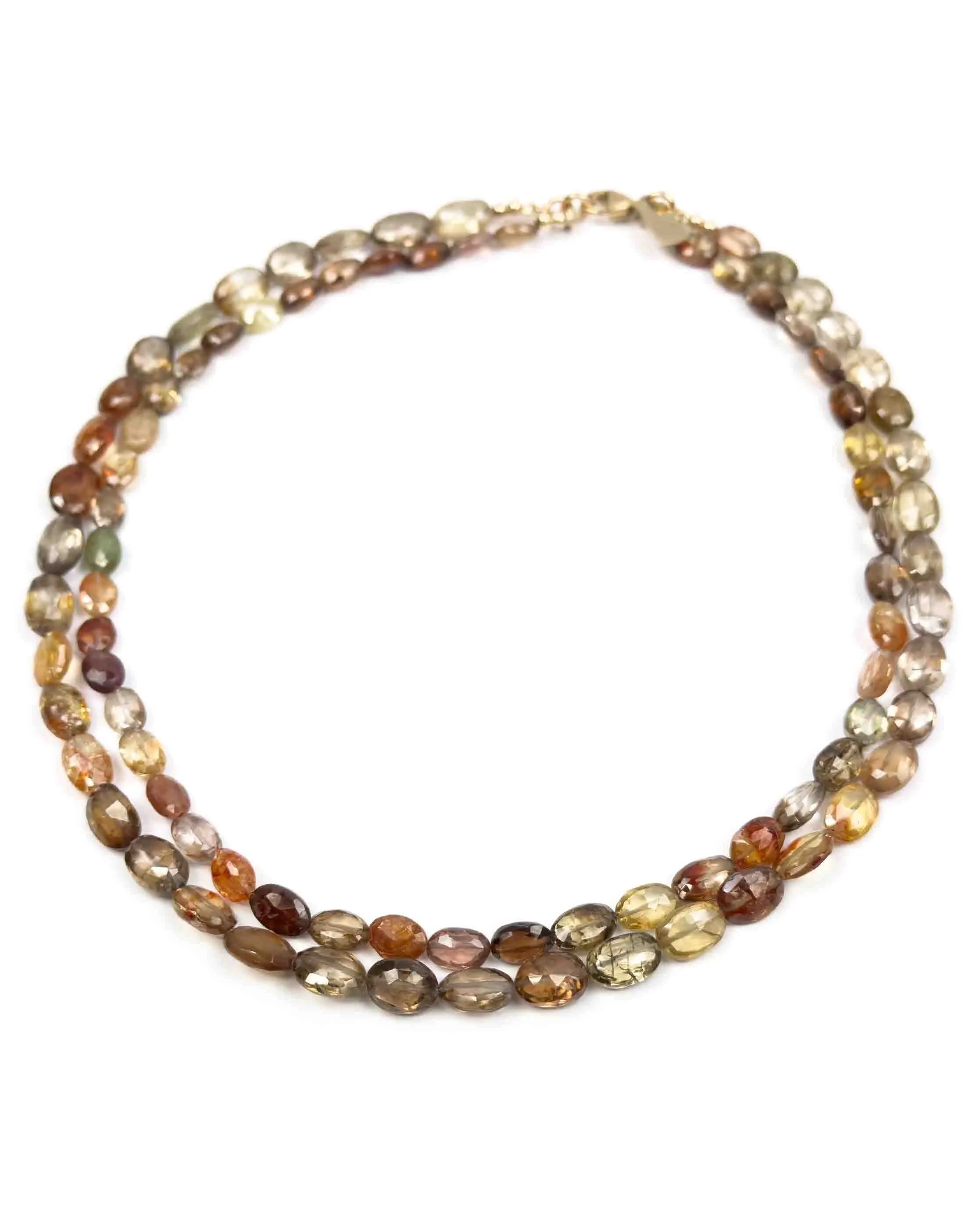 Faceted Multi-Color Spinel Double Strand Statement Necklace
