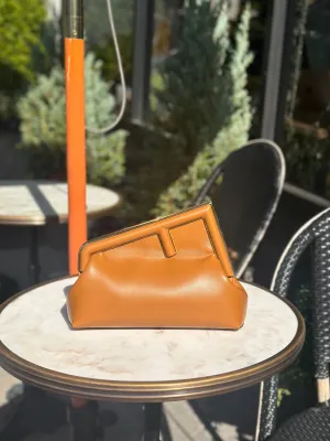 Fendi First Midi Brown Leather with Gold Hardware