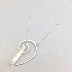 Fibonacci Spiral Necklace Handmade with Angel Aura Quartz Point & Sterling Silver